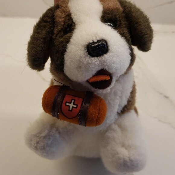 Vintage Saint Bernard Dog Rescue dog plush stuffed animal  bag 6" tall by 9"wide - Picture 4 of 10